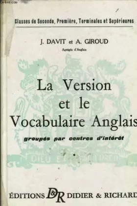 Couverture du produit · LA VERSION ET LE VOCABULAIRE ANGLAIS groupé par centres d'intérêt