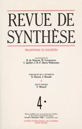 Couverture du produit · Revue de synthèse, numéro 4, Octobre-Décembre 1990 : Traditions et sociétés