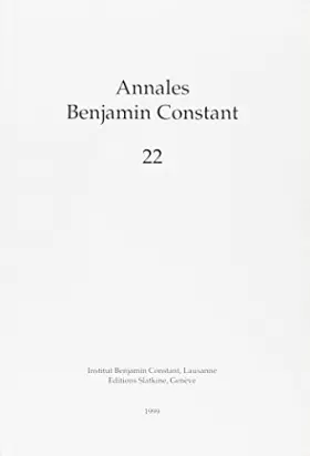 Couverture du produit · Annales Benjamin Constant 22 -1999