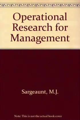 Couverture du produit · Operational Research for Management