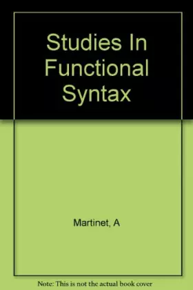 Couverture du produit · Studies In Functional Syntax