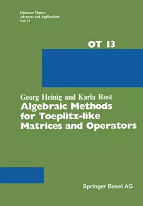 Couverture du produit · Algebraic Methods for Toeplitz-Like Matrices and Operators