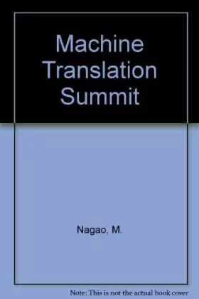 Couverture du produit · Machine Translation Summit