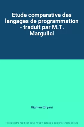 Couverture du produit · Etude comparative des langages de programmation - traduit par M.T. Margulici