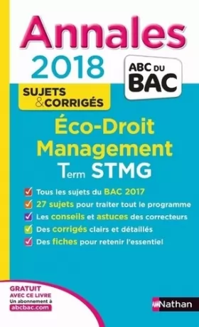 Couverture du produit · Annales bac - Eco Droit STMG - corrige 2018 (21)