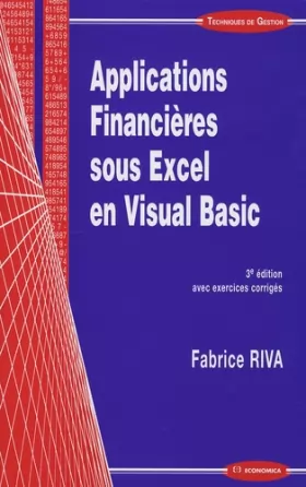 Couverture du produit · Applications financières sous Excel en Visual Basic