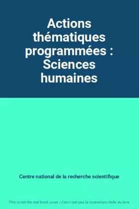 Couverture du produit · Actions thématiques programmées : Sciences humaines