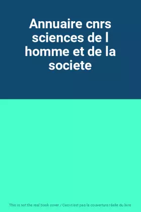 Couverture du produit · Annuaire cnrs sciences de l homme et de la societe