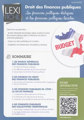 Couverture du produit · Droit des finances publiques: Les finances publiques étatiques et les finances publiques locales