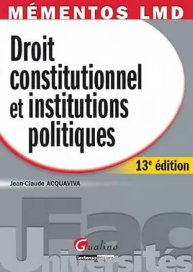 Couverture du produit · Droit constitutionnel et institutions politiques