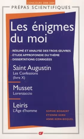 Couverture du produit · Les Énigmes du moi: Saint Augustin, Les Confessions (livre X) - Musset, Lorenzaccio - Leiris, L'Âge d'homme