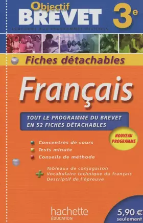 Couverture du produit · Objectif Brevet - Fiches détachables - Français 3e