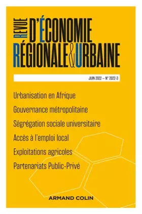 Couverture du produit · Revue d'économie régionale et urbaine Nº3/2022