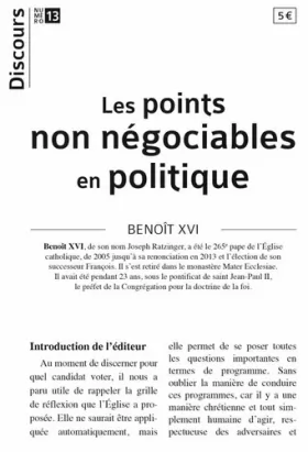 Couverture du produit · Discours n°13: Les points non négociables en politique