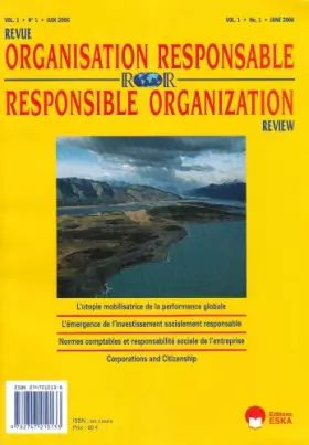 Couverture du produit · REVUE ORGANISATION RESPONSABLE VOL.1-N 1
