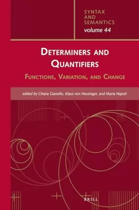 Couverture du produit · Determiners and Quantifiers: Functions, Variation, and Change