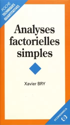 Couverture du produit · Analyses factorielles simples