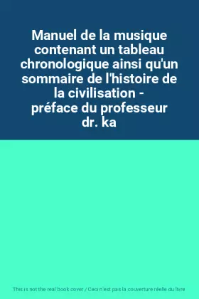 Couverture du produit · Manuel de la musique contenant un tableau chronologique ainsi qu'un sommaire de l'histoire de la civilisation - préface du prof