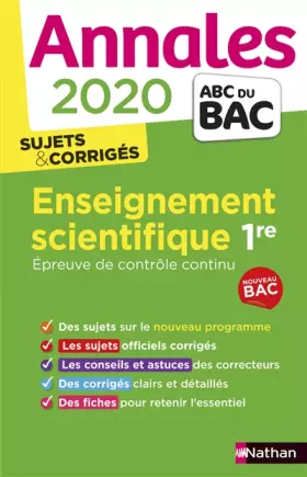 Couverture du produit · Annales ABC du Bac 2020 Enseignement Scientifique 1re
