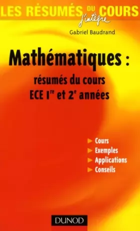 Couverture du produit · Mathématiques : résumés du cours ECE 1e et 2e années