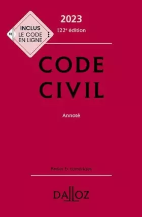 Couverture du produit · Code civil 2023 122ed - Annoté