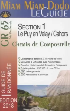 Couverture du produit · Miam Miam Dodo GR65 2018 Section 1 (Le Puy-en-Velay / Cahors)