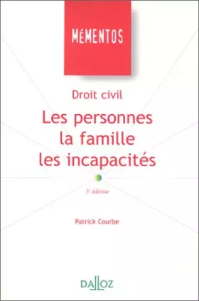 Couverture du produit · Droit civil : les personnes, la famille, les incapacités, 3e édition