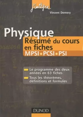 Couverture du produit · Physique Résumé du cours en fiches MPSI, PCSI - PSI