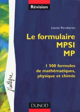 Couverture du produit · Le formulaire : 1re année MPSI, 2e année MP