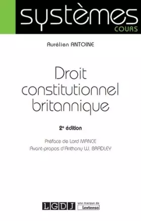 Couverture du produit · DROIT CONSTITUTIONNEL BRITANNIQUE 2EME EDITION