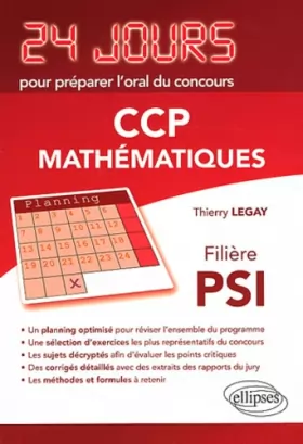 Couverture du produit · Mathématiques 24 Jours pour Préparer l'Oral du Concours CCP Filière PSI