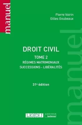 Couverture du produit · Droit civil: Régimes matrimoniaux, successions, libéralités (2020) (Tome 2)