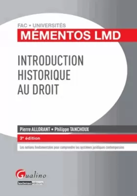 Couverture du produit · Mémentos LMD Introduction historique au droit, 3ème édition