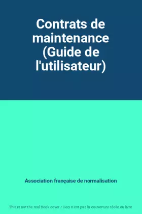 Couverture du produit · Contrats de maintenance (Guide de l'utilisateur)