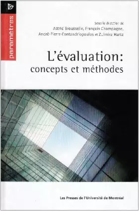 Couverture du produit · L'évalutation : concepts et méthodes