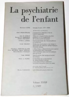 Couverture du produit · psychiatrie de l'enfant 1989, vol. 32 (1)