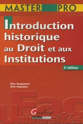 Couverture du produit · Introduction historique au droit et aux institutions