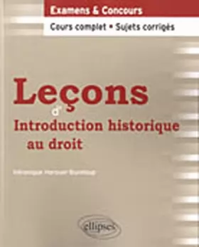 Couverture du produit · Leçons d'Introduction historique au droit : Cours complet & sujets corrigés