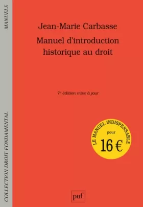 Couverture du produit · Manuel d'introduction historique au droit