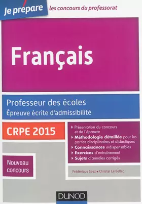Couverture du produit · Français. Professeur des écoles. Epreuve écrite d'admissibilité - CRPE 2015