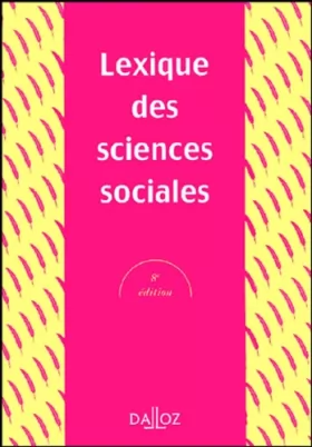 Couverture du produit · Lexique des sciences sociales