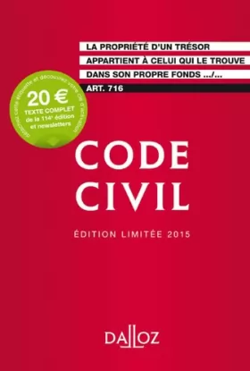 Couverture du produit · Code civil 2015 Édition limitée - 114e éd.