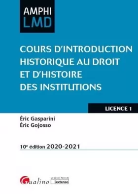 Couverture du produit · Cours d'introduction historique au droit et d'histoire des institutions