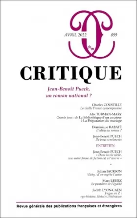 Couverture du produit · Critique 899 : Jean-Benoît Puech, un roman national ?