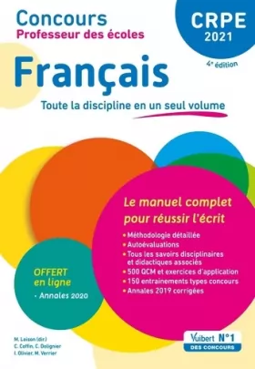 Couverture du produit · CRPE - Concours Professeur des écoles - Français - Le manuel complet pour réussir l'écrit en un seul volume - Annales 2020 offe