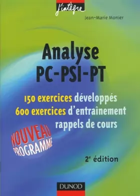 Couverture du produit · Exercices de mathématiques : Analyse PC-PSI-PT, 2e année