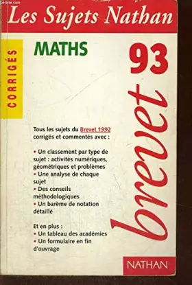 Couverture du produit · Sujets pour brevet 93 maths corriges