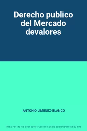 Couverture du produit · Derecho publico del Mercado devalores
