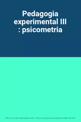 Couverture du produit · Pedagogia experimental III : psicometria