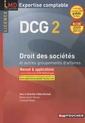 Couverture du produit · Droit des sociétés et autres groupements d'affaires DCG 2 : Manuel et applications